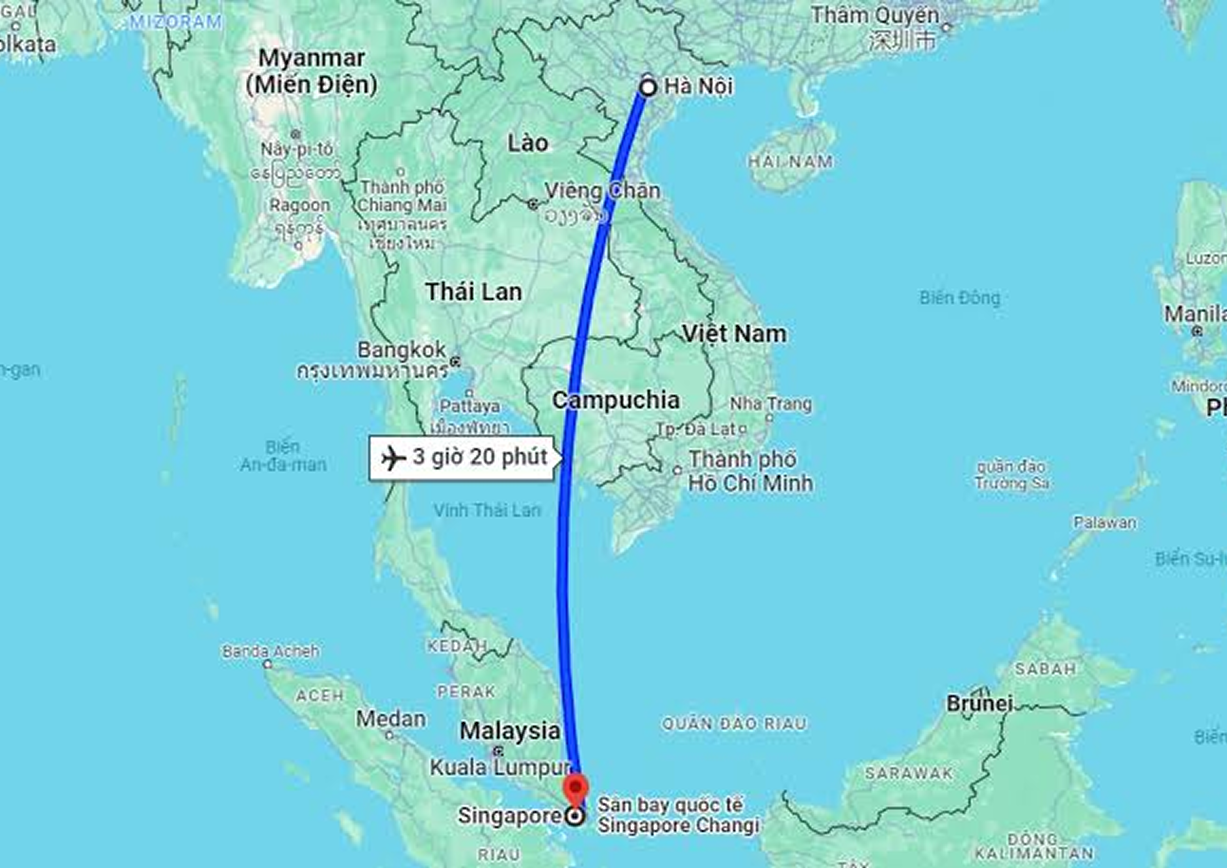 hời gian bay từ Việt Nam đến Singapore hoặc Malaysia thường dao động khoảng 2–3 giờ, khá thuận tiện cho chuyến đi ngắn ngày.